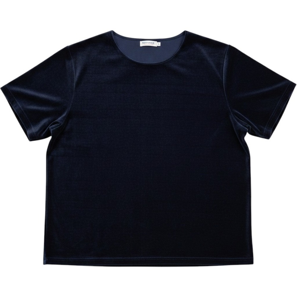 Sostanza Plus Size Navy Blue Velvet Short Sleeve T-Shirt Crew Neck 2X 22/24